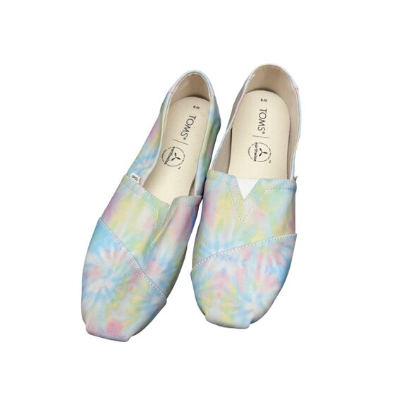 Toms Womens Tie-Dye Slip-On Shoes W8 Earthwise Canvas Eco-Friendly - Picture 1 of 6
